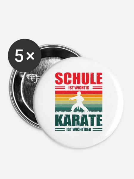 Kinder Karate Training Geschenke - Buttons groß 56 mm (5er Pack) - Weiß