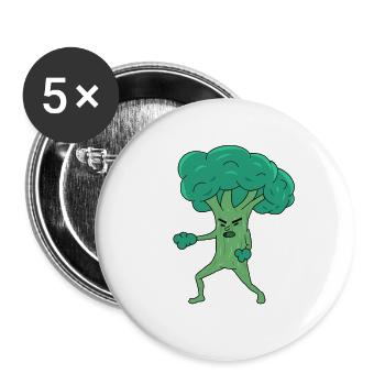 Broco Lee Broco Lee Broccoli Arts martiaux Kung Fu Jun de mots - Lot de 5 grands badges (56 mm) - blanc - Devant