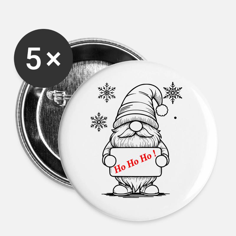 Christmas Gnome - Buttons large 2.2''/56 mm (5-pack) - white
