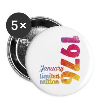 Cadeau D'anniversaire Janvier 1976 Anniversaire  - Lot de 5 grands badges (56 mm) - blanc - Devant