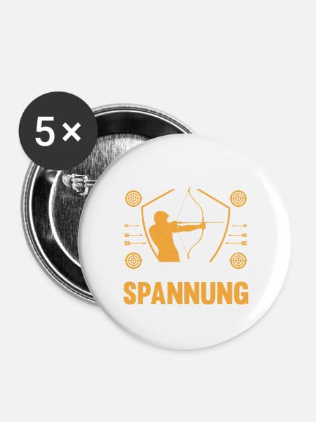 Bogenschütze Bogensport Bogenschießen - Buttons groß 56 mm (5er Pack) - Weiß