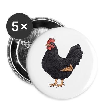 Illustration du Coq Noir - Lot de 5 grands badges (56 mm) - blanc - Devant