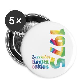 Anniversaire Décembre 1975 Cadeau Tie And Dye Tee - Lot de 5 grands badges (56 mm) - blanc - Devant