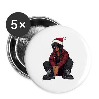 Doberman Dog Christmas Winter - Buttons large 2.2''/56 mm (5-pack) - white - Front