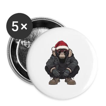 Gorilla Weihnachten Winter - Buttons groß 56 mm (5er Pack) - Weiß - Vorne