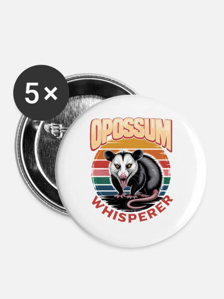 Funny Opossum - Buttons groß 56 mm (5er Pack) - Weiß