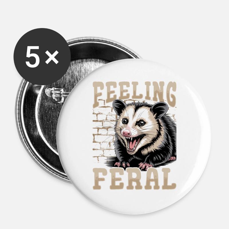 Funny Opossum - Buttons large 2.2''/56 mm (5-pack) - white