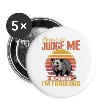Funny Opossum - Buttons large 2.2''/56 mm (5-pack) - white - Front