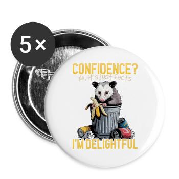 Funny Opossum - Buttons large 2.2''/56 mm (5-pack) - white - Front