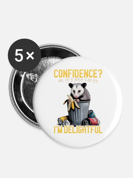 Funny Opossum - Buttons groß 56 mm (5er Pack) - Weiß