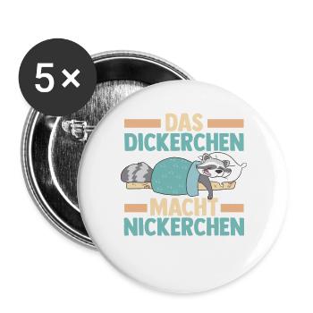Shlafshirt Raccoon Le Gros fait une sieste - Lot de 5 grands badges (56 mm) - blanc - Devant