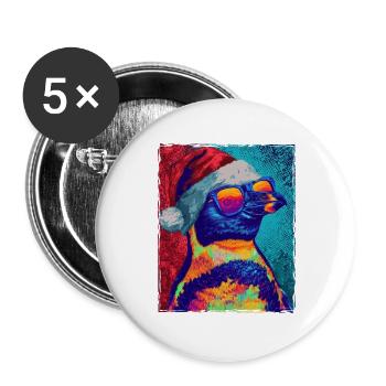Pinguin Weihnachten Porträt - Buttons groß 56 mm (5er Pack) - Weiß - Vorne
