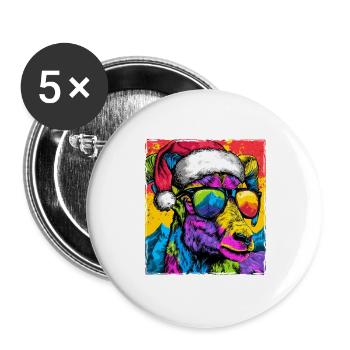 Portrait de Noël de la chèvre de montagne - Lot de 5 grands badges (56 mm) - blanc - Devant