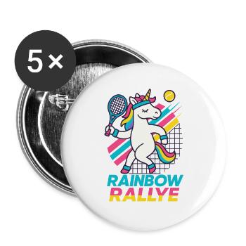 Tennis licorne, Rallye arc-en-ciel - Lot de 5 grands badges (56 mm) - blanc - Devant