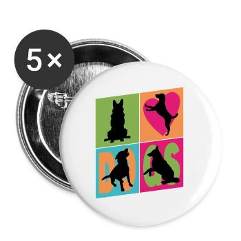 Dogs I Love Dogs Silhouettes Dog Mom Dog Dad - Buttons large 2.2''/56 mm (5-pack) - white - Front