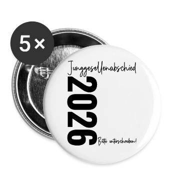 Bachelor Party 2026 Please sign Bachelor Party - Buttons large 2.2''/56 mm (5-pack) - white - Front