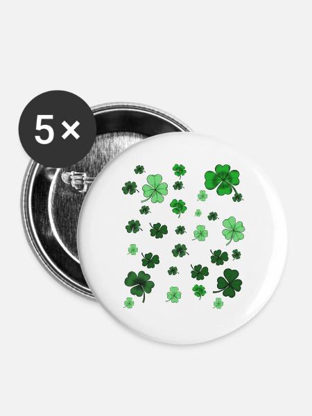 Kleeblatt Funkeln Muster - Buttons groß 56 mm (5er Pack) - Weiß