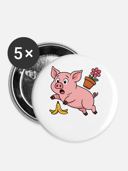 Schwein Gehabt - Buttons groß 56 mm (5er Pack) - Weiß