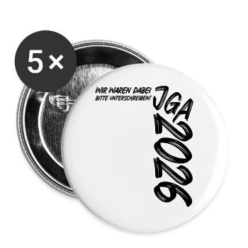 Enterrement de vie de garçon 2026 - Nous y étions - Veuillez signer ! - Lot de 5 grands badges (56 mm) - blanc - Devant