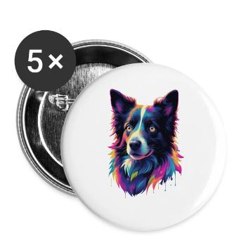 Colorful Dog Head Neon Palette - Buttons large 2.2''/56 mm (5-pack) - white - Front
