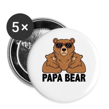 Papa Bear - Buttons large 2.2''/56 mm (5-pack) - white - Front