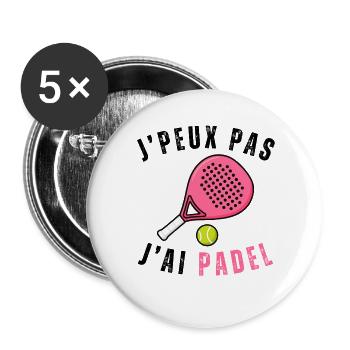 I can't I have padel gift woman - Buttons large 2.2''/56 mm (5-pack) - white - Front