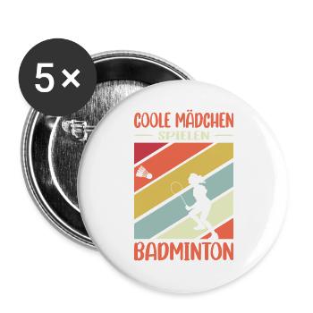 Badminton Player Gifts Badminton Outfits - Buttons large 2.2''/56 mm (5-pack) - white - Front