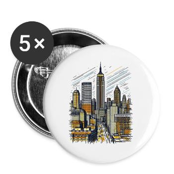 Skyline von New York City - Buttons large 2.2''/56 mm (5-pack) - white - Front
