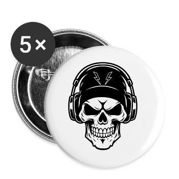 Totenkopfmusik - Buttons groß 56 mm (5er Pack) - Weiß - Vorne