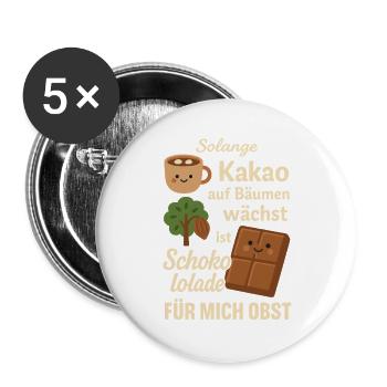 Le chocolat est un fruit – Motif drôle de cacao - Lot de 5 grands badges (56 mm) - blanc - Devant