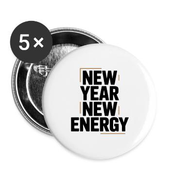 New Year Energy Typography - Buttons large 2.2''/56 mm (5-pack) - white - Front