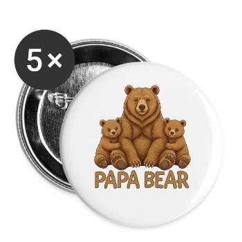 Papa Bear - Buttons large 2.2''/56 mm (5-pack) - white - Front