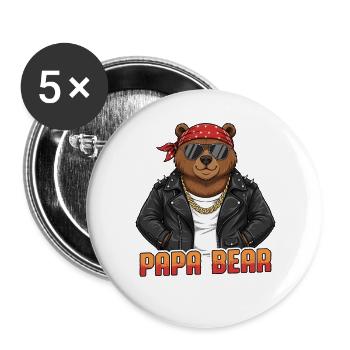 Papa Bear - Buttons large 2.2''/56 mm (5-pack) - white - Front