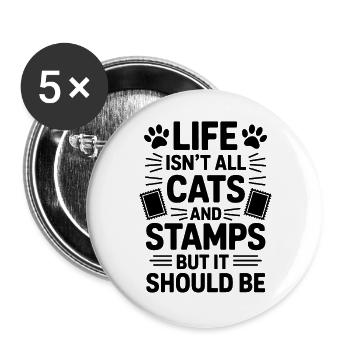 Stamps Saying Cat Joke Stamps Gift - Buttons large 2.2''/56 mm (5-pack) - white - Front