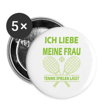 Tennisspieler Geschenke Tennis Sprüche Outfits - Buttons groß 56 mm (5er Pack) - Weiß - Vorne
