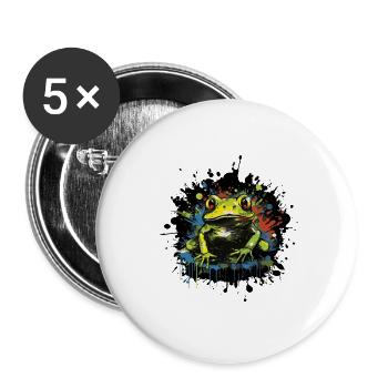 Farbklecks Frosch Neon Stil - Buttons groß 56 mm (5er Pack) - Weiß - Vorne