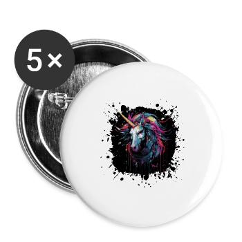 Color Splatter Unicorn Art - Buttons large 2.2''/56 mm (5-pack) - white - Front