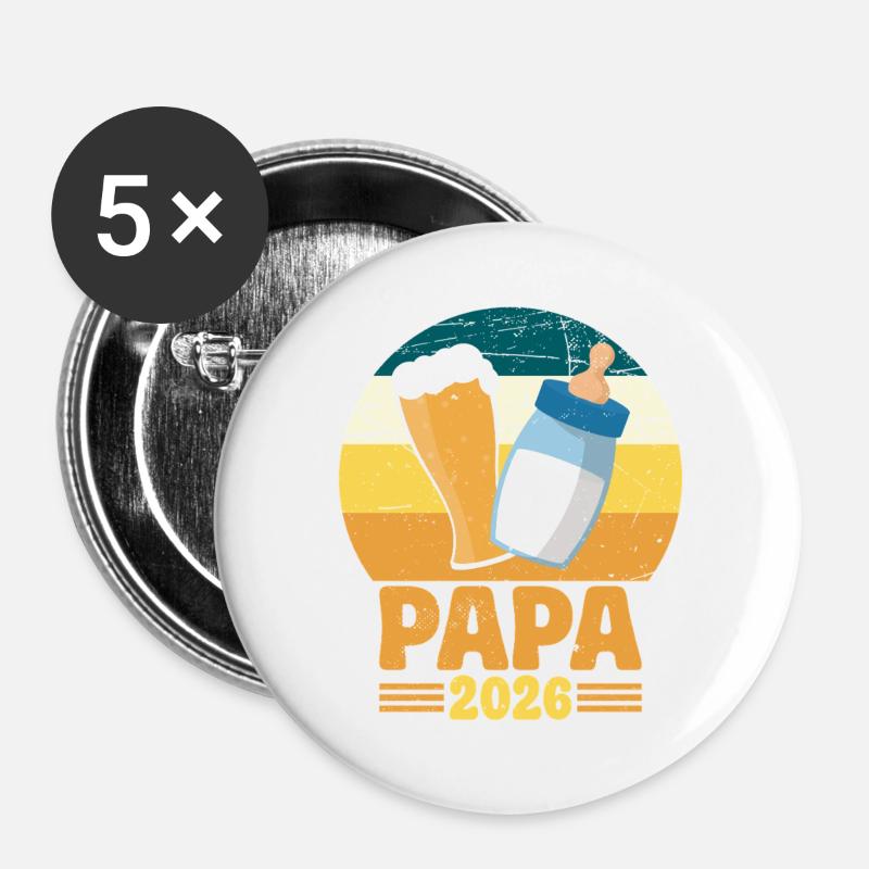 Dad 2026 Daddy-to-be Baby Ad Dad - Buttons large 2.2''/56 mm (5-pack) - white