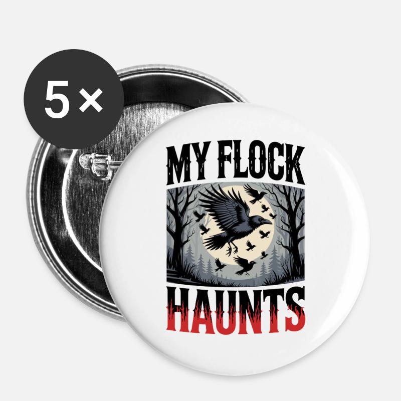 Mondwald Rabenflug - Buttons groß 56 mm (5er Pack) - Weiß