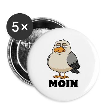 Seagull - Moin - North Sea - Gift - Buttons large 2.2''/56 mm (5-pack) - white - Front