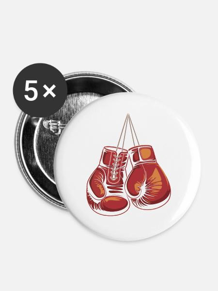 Rote Boxhandschuhe Illustration - Buttons groß 56 mm (5er Pack) - Weiß