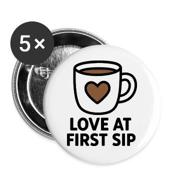 Love at First Sip Kaffeetasse - Buttons groß 56 mm (5er Pack) - Weiß - Vorne