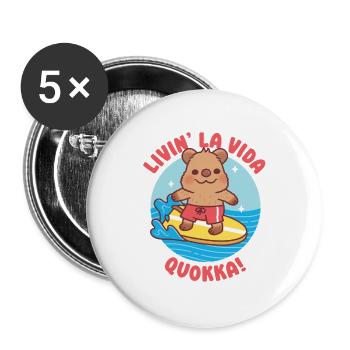 Süßes Surfen quokka Livin la vida quokka lustig - Buttons groß 56 mm (5er Pack) - Weiß - Vorne