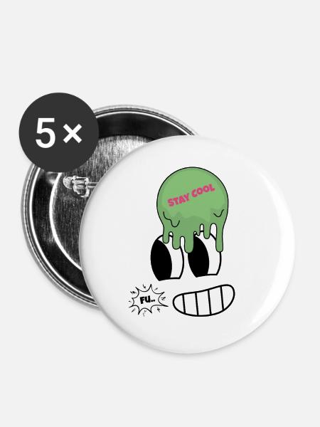 Stay Cool - Buttons groß 56 mm (5er Pack) - Weiß