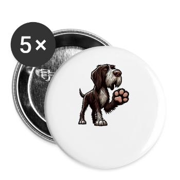 Sprich mit der Pfote Deutsch Drahthaar Drahthaare - Buttons groß 56 mm (5er Pack) - Weiß - Vorne