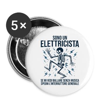 Homme drôle d’électricien, je suis électricien - Lot de 5 grands badges (56 mm) - blanc - Devant