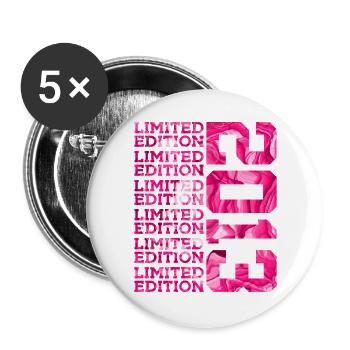 LIMITED EDITION 2013 13 JAHRE PINK 13. GEBURTSTAG - Buttons groß 56 mm (5er Pack) - Weiß - Vorne