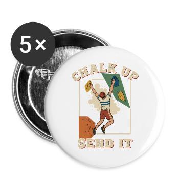 Chalk Up Send It Climbing Bouldering Fun - Buttons large 2.2''/56 mm (5-pack) - white - Front