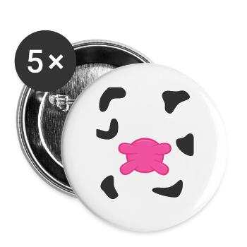 Mignonne dessin animé Ventre de vache Animal rose de ferme Paresseux DIY - Lot de 5 grands badges (56 mm) - blanc - Devant