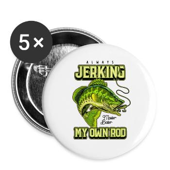 Always Jerking My Rod Funny Fishing - Buttons large 2.2''/56 mm (5-pack) - white - Front